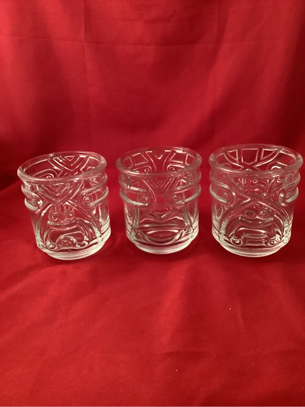 3 Tiki clear glass tumblers Final Touch Kanaloa